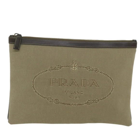 PRADA Clutch Bag Canvas Beige Auth bs10802 - Picture 13 of 16